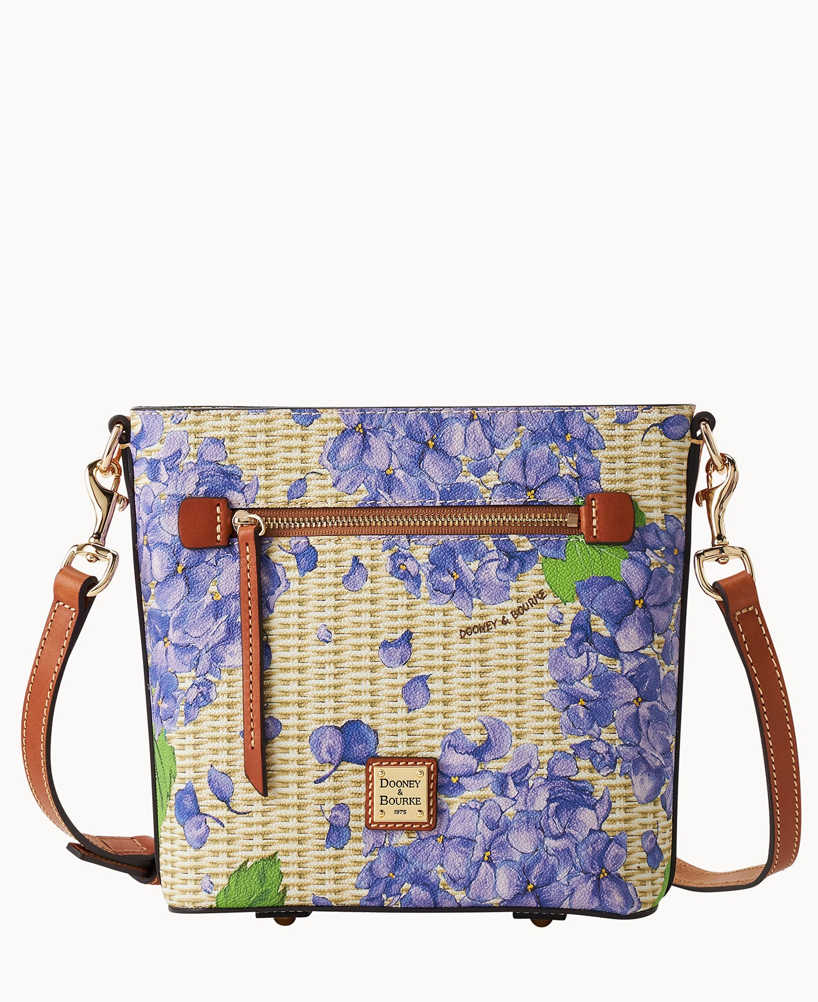 Hydrangea Basketweave Small Zip Crossbody