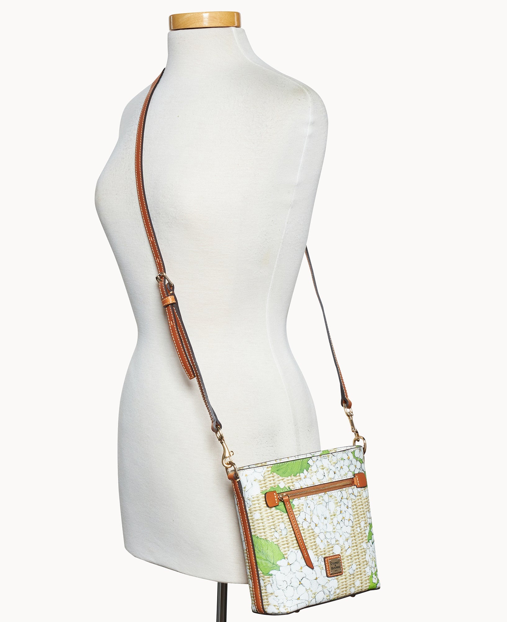 Hydrangea Basketweave Small Zip Crossbody