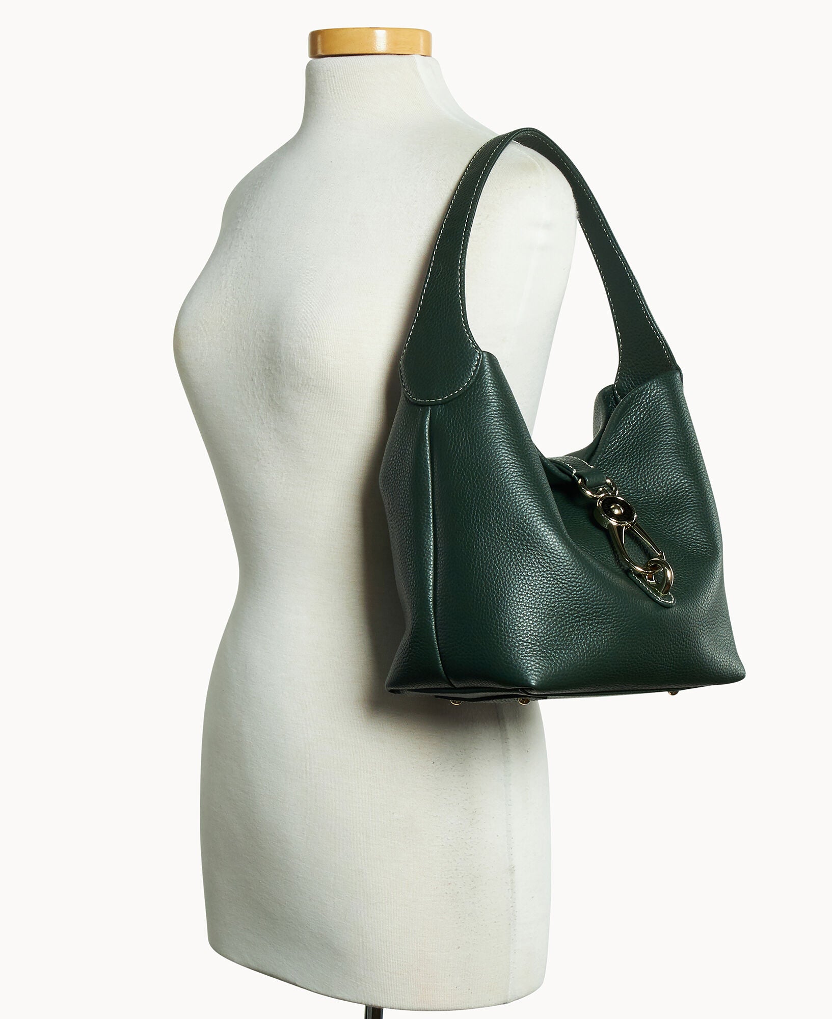 Lucca Leather Logo Lock Hobo