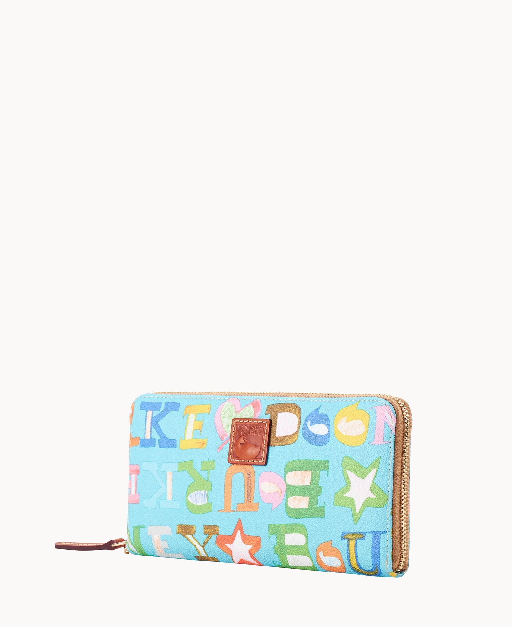 Doodle II Coated Cotton Large Zip Around Wristlet