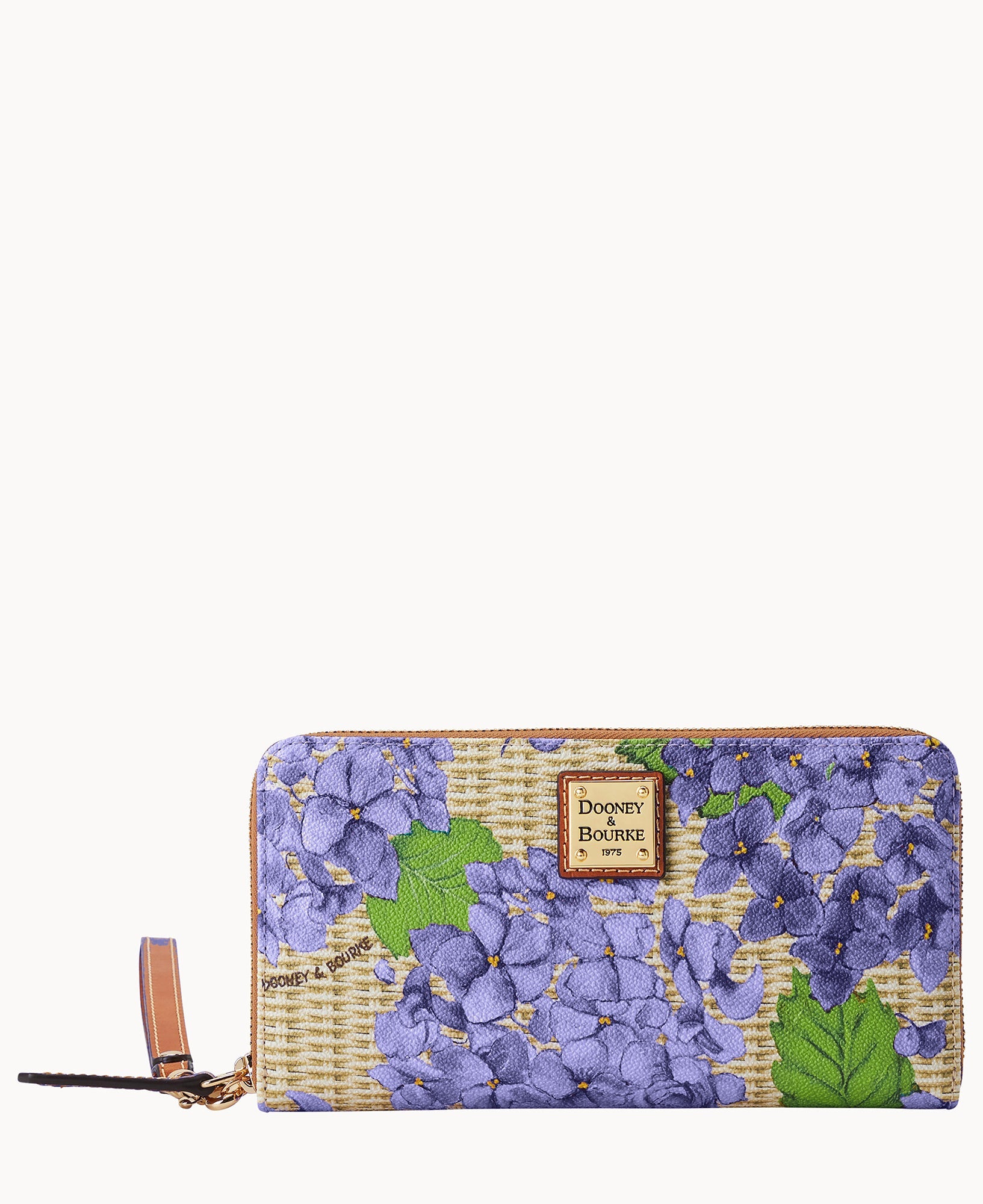 Hydrangea Basketweave Large Zip Around Wristlet